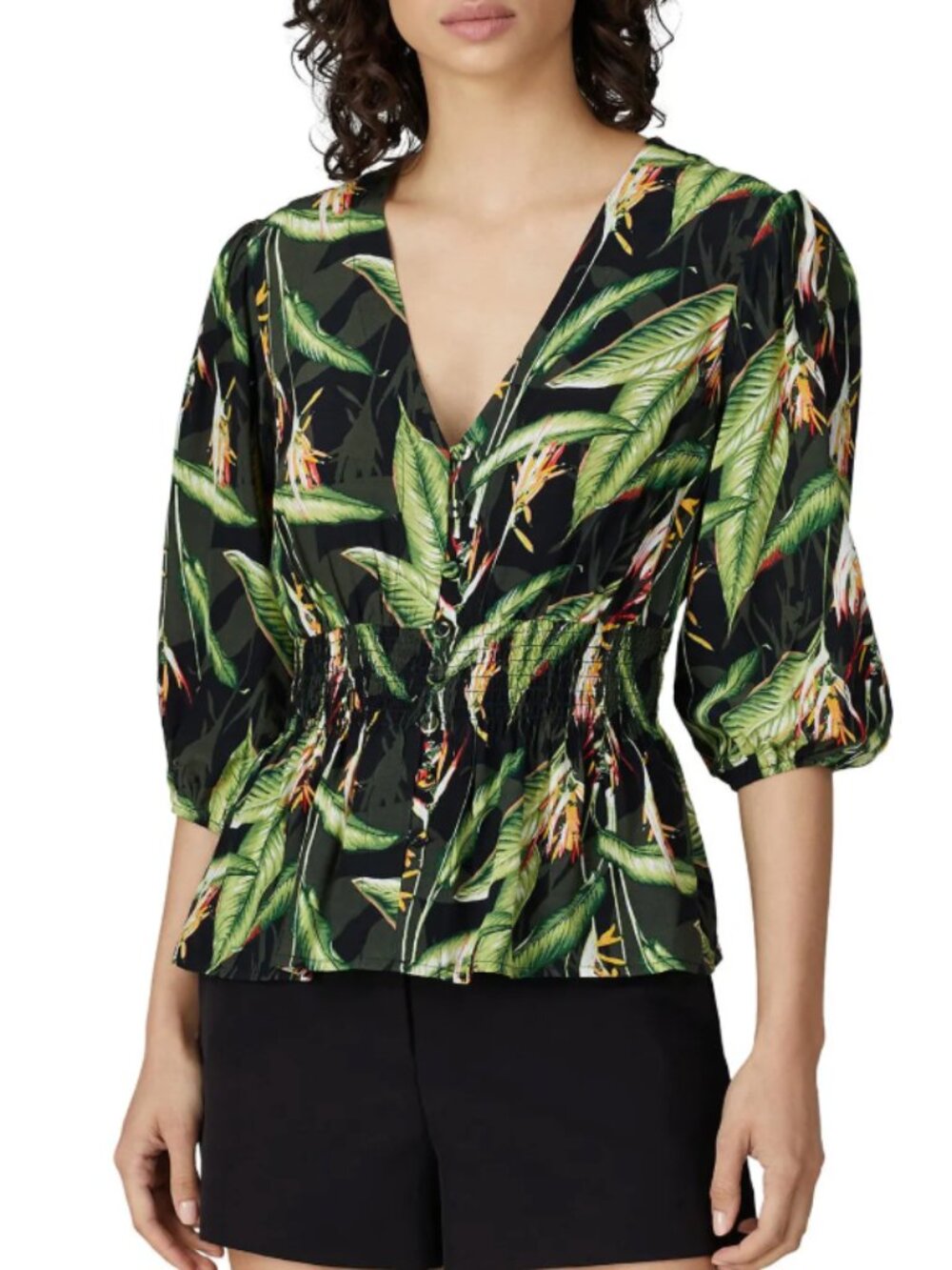 BCBGMAXAZRIA Palm Print Top